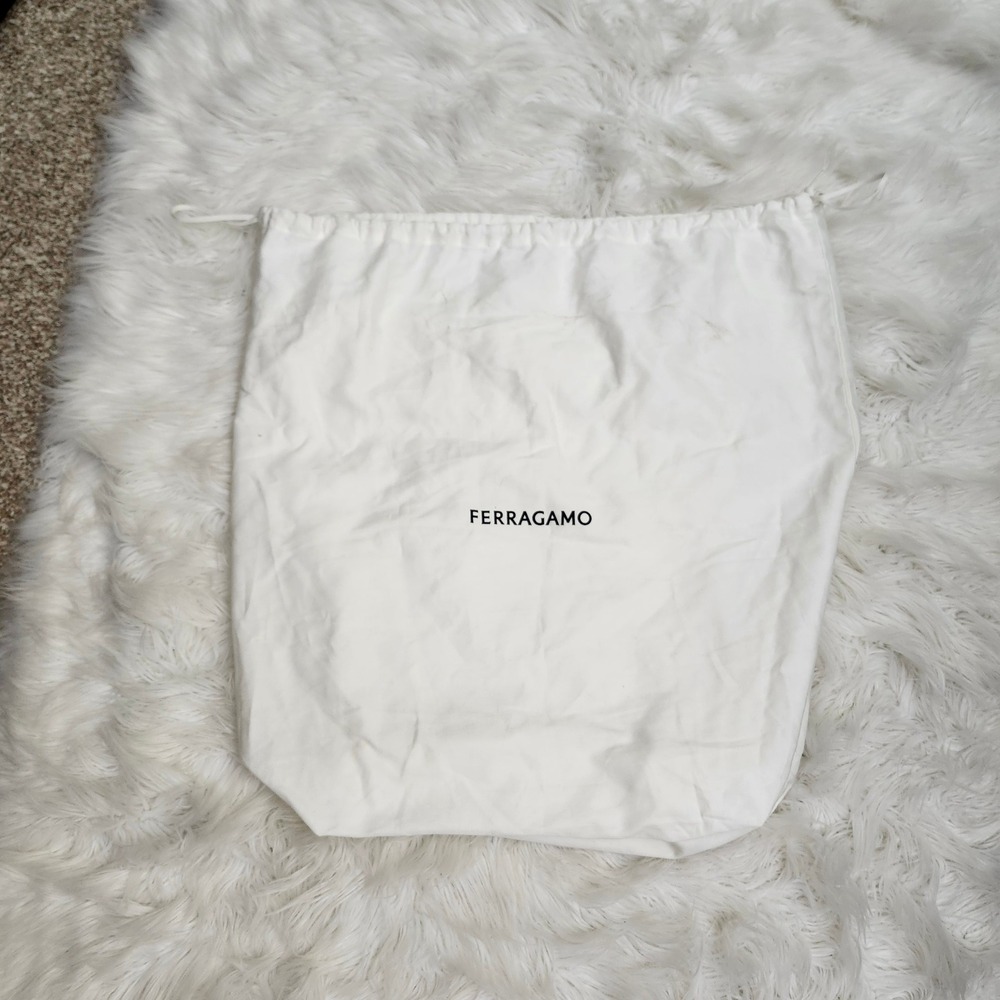 Salvatore Ferragamo White Cotton Drawstring Dust Bag for Handbags or Shoes